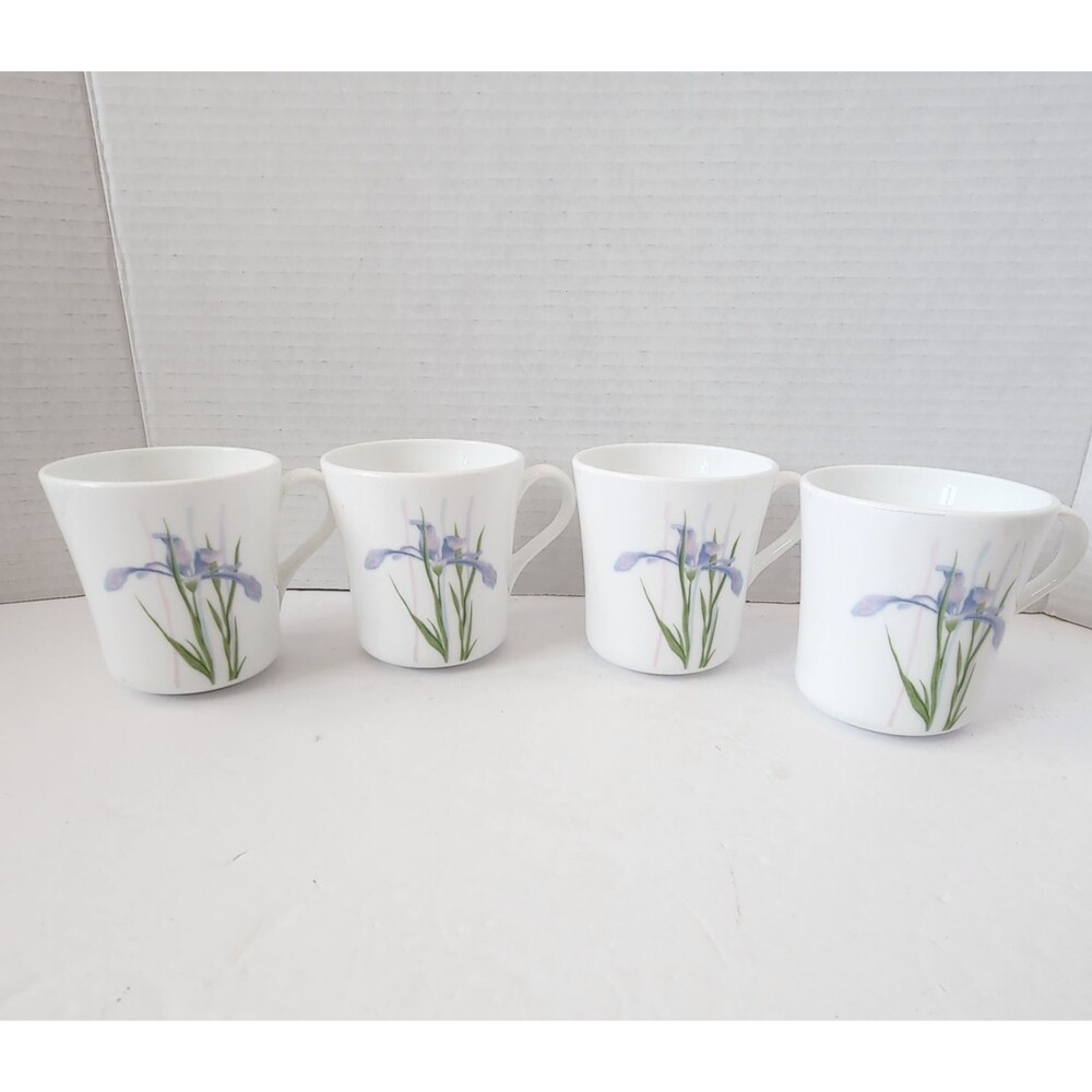Corelle Corning Shadow Iris Coffee Tea Cups Vintage (Set of 4) Chip Resistant